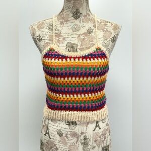 A FATHER'S LOVE Multicolor Crochet Halter Top size S